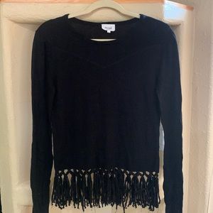 SEED heritage black tassel fringe sweater whimsigoth witch 100% cotton